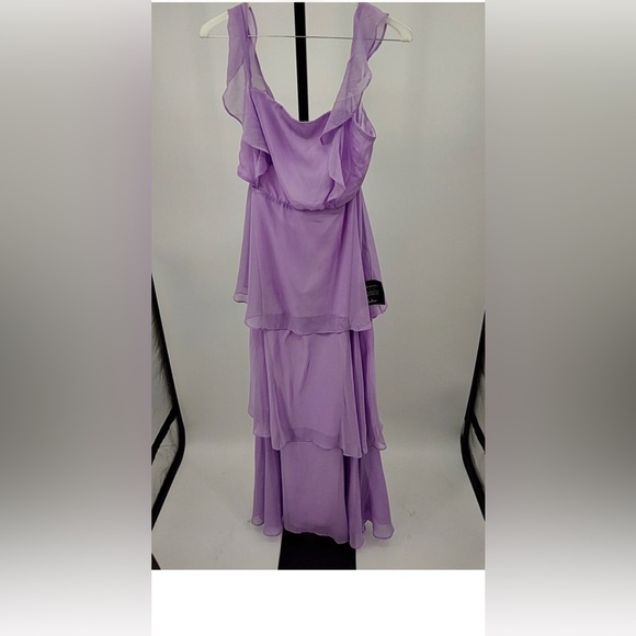 Elegant Event Lavender Ruffled Tie-Back Tiered Maxi Dress Large - Picture 4 of 5